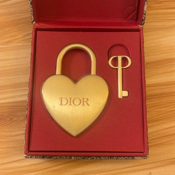 DIOR Gold tone lock with key 🔐 purse keychain charm - Picture 1 of 5